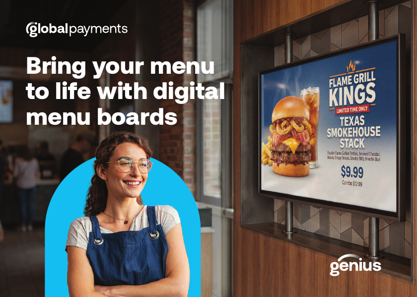 Genius digital menu boards for restaurant counters and drive-throughs